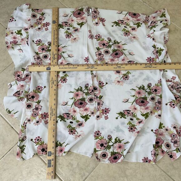 Jack & Missy Open Front Kimono OSFM Floral print ruffle hem trumpet sleeves - Picture 6 of 8